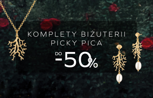 Banner informujący o promocji -50% na komplety bizuterii