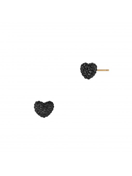 Czarne kolczyki sztyfty w kształcie serca Holiday